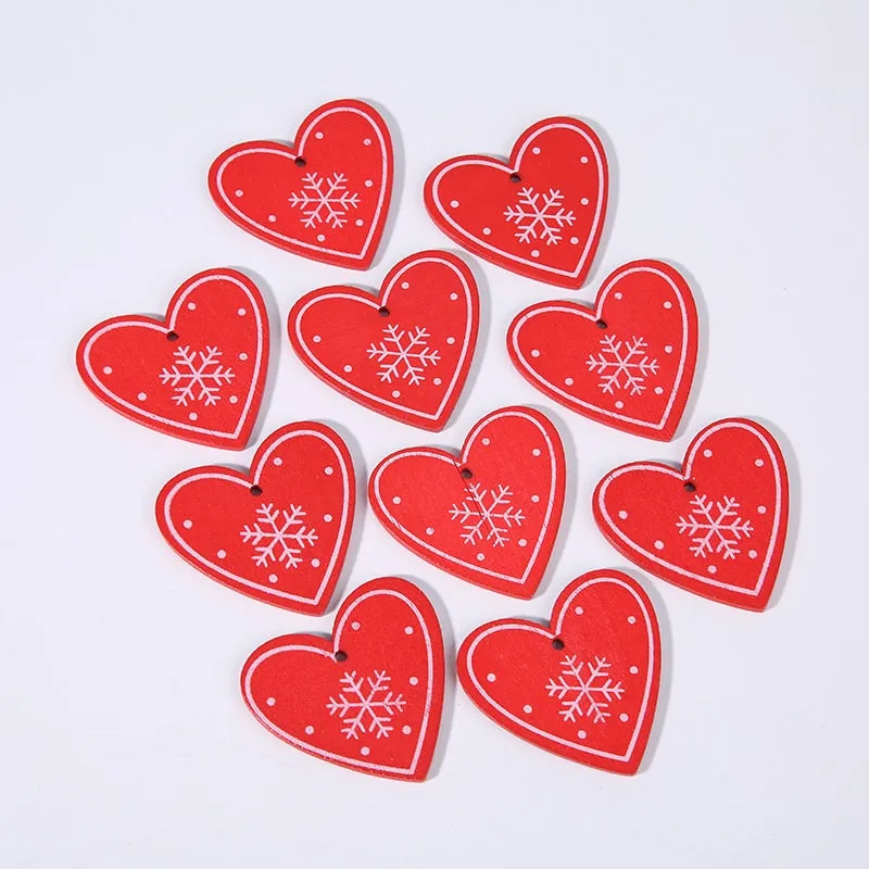 10PCs 5cm Wooden Christmas Ornaments Kids Toys  For Chirstmas Tree Hanging Pendants Xmas Decoration For Home Party