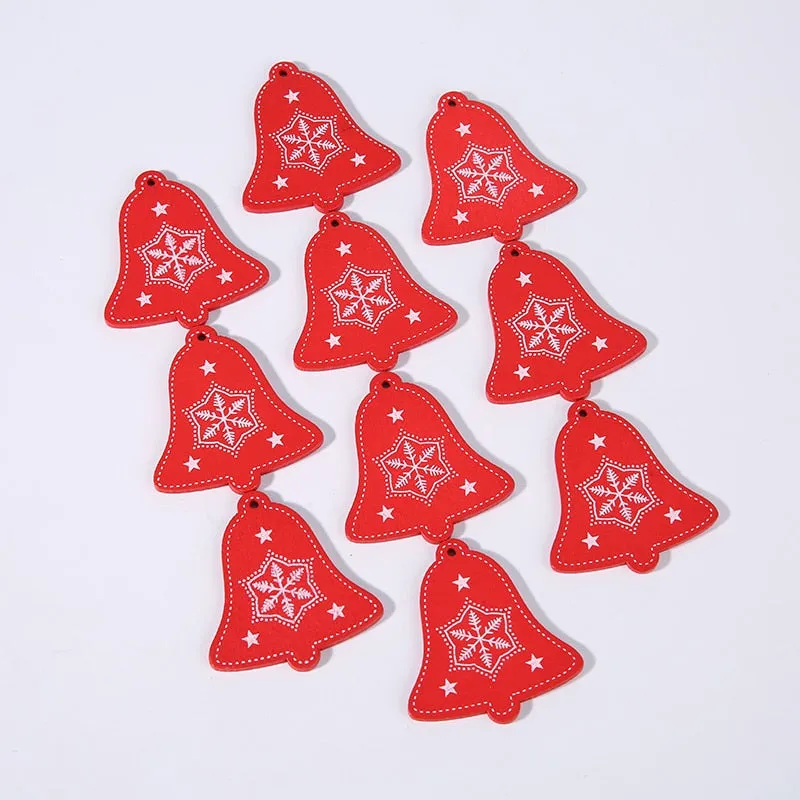 10PCs 5cm Wooden Christmas Ornaments Kids Toys  For Chirstmas Tree Hanging Pendants Xmas Decoration For Home Party