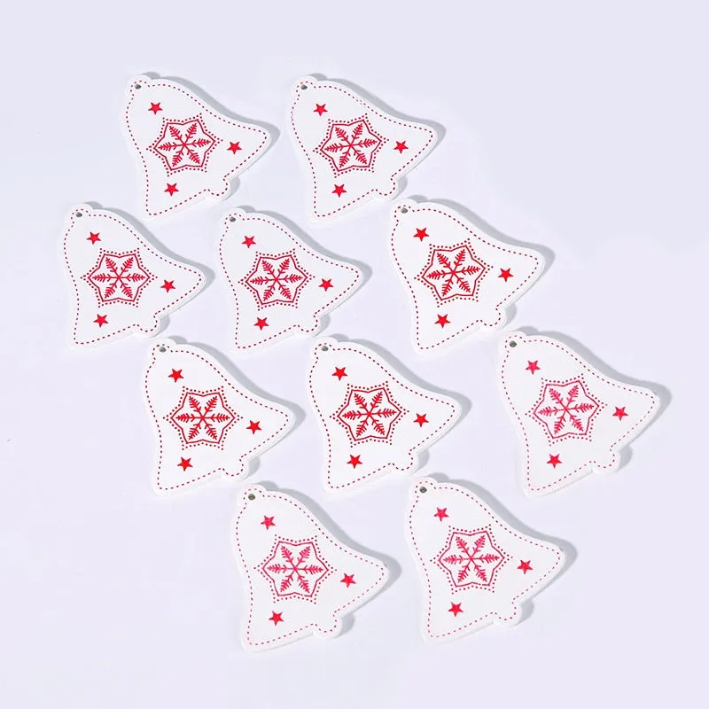 10PCs 5cm Wooden Christmas Ornaments Kids Toys  For Chirstmas Tree Hanging Pendants Xmas Decoration For Home Party