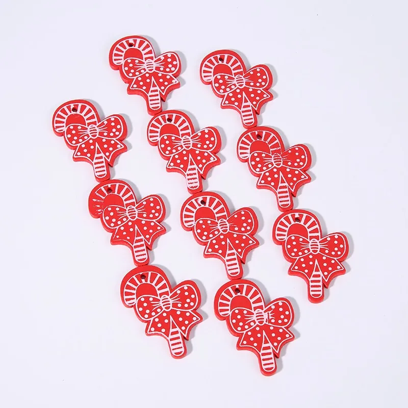 10PCs 5cm Wooden Christmas Ornaments Kids Toys  For Chirstmas Tree Hanging Pendants Xmas Decoration For Home Party