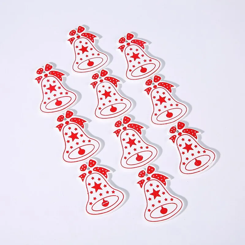 10PCs 5cm Wooden Christmas Ornaments Kids Toys  For Chirstmas Tree Hanging Pendants Xmas Decoration For Home Party