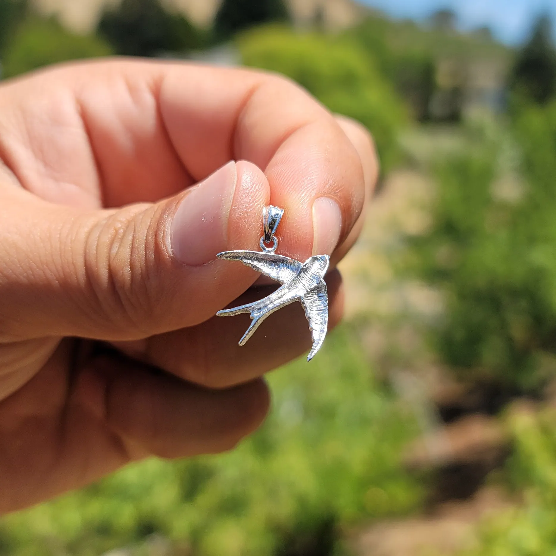 14K or 18K Gold Swallow Pendant