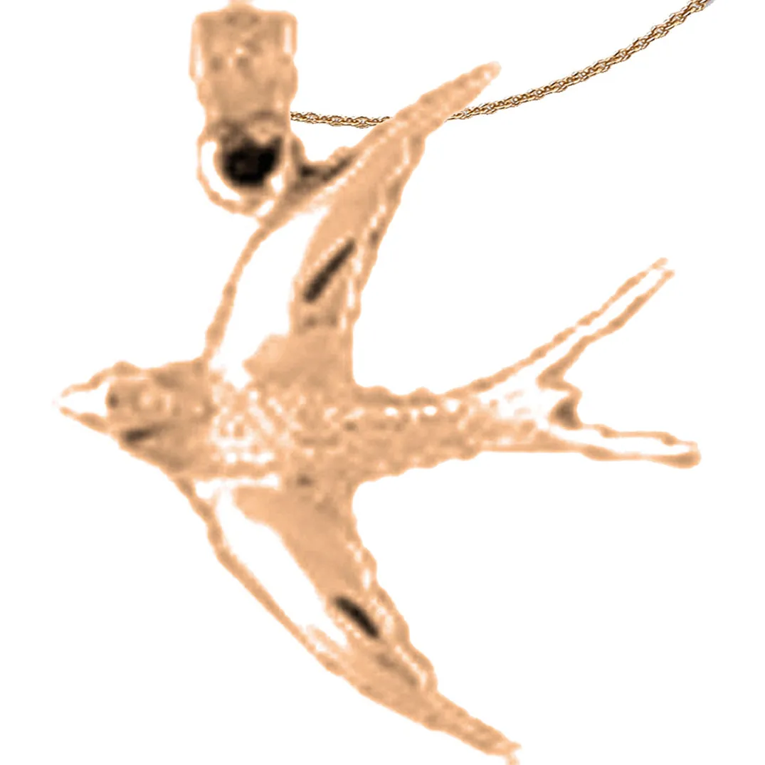 14K or 18K Gold Swallow Pendant