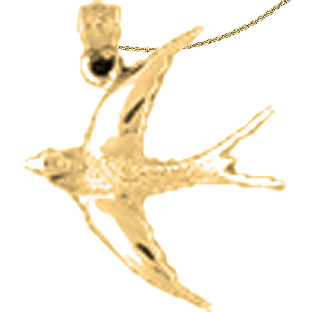 14K or 18K Gold Swallow Pendant