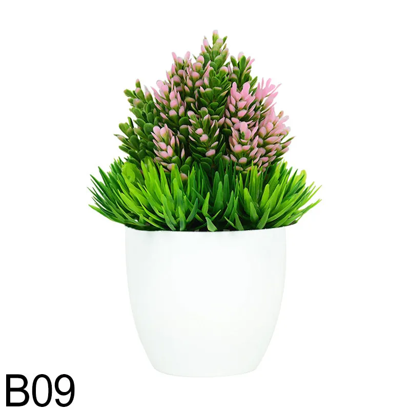 1pc Artificial Plants Green Bonsai Small Tree Pot Plants Fake Flower Potted Ornaments for Home Garden Party Craft Plant Decor