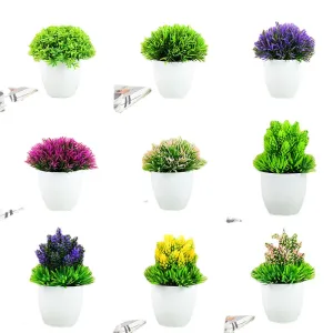 1pc Artificial Plants Green Bonsai Small Tree Pot Plants Fake Flower Potted Ornaments for Home Garden Party Craft Plant Decor