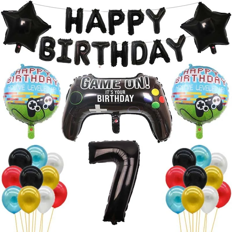 1pc Big Video Game Controller Aluminum Foil Balloons Inflate Toy Birthday Party Decoration 32 Inch Number Globos