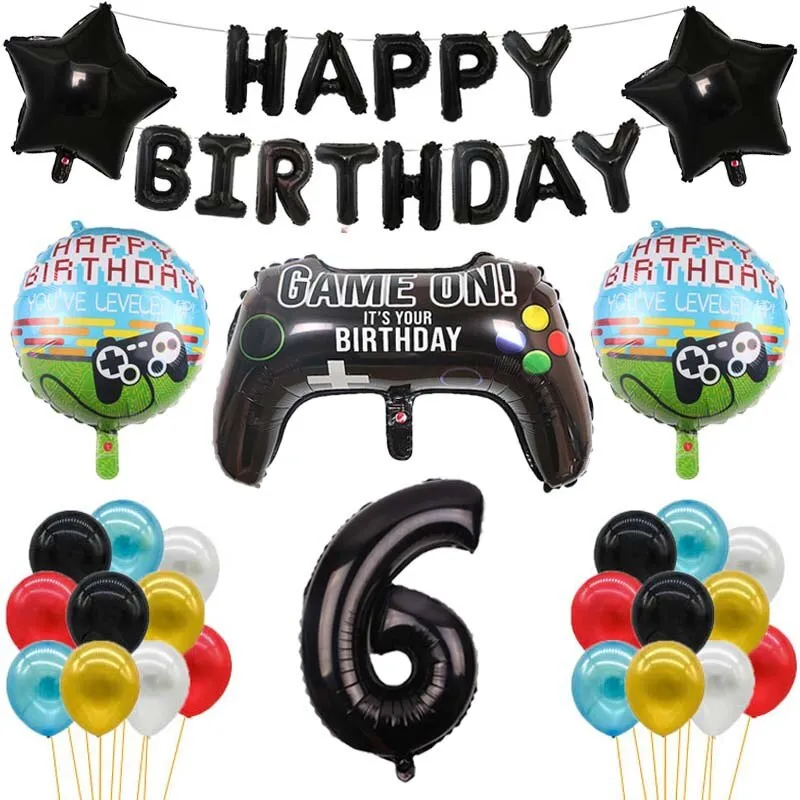 1pc Big Video Game Controller Aluminum Foil Balloons Inflate Toy Birthday Party Decoration 32 Inch Number Globos