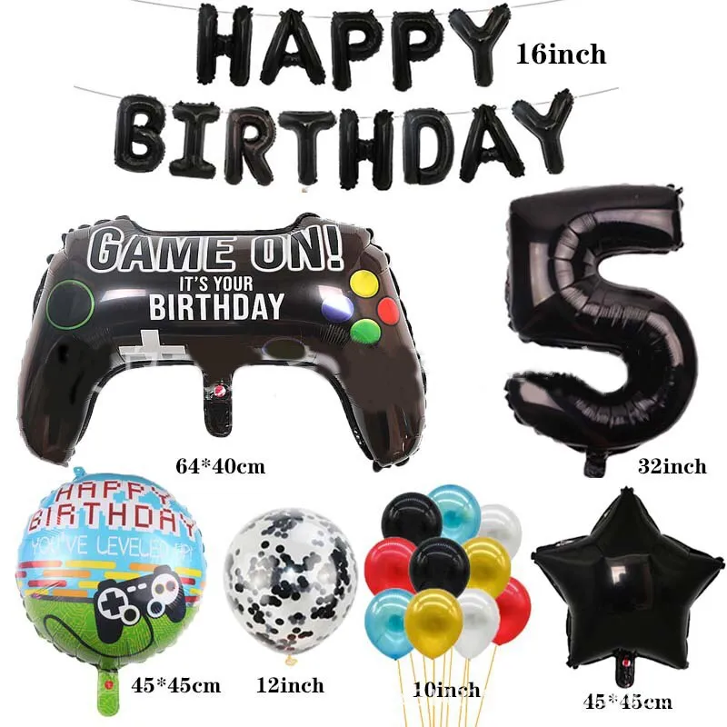 1pc Big Video Game Controller Aluminum Foil Balloons Inflate Toy Birthday Party Decoration 32 Inch Number Globos