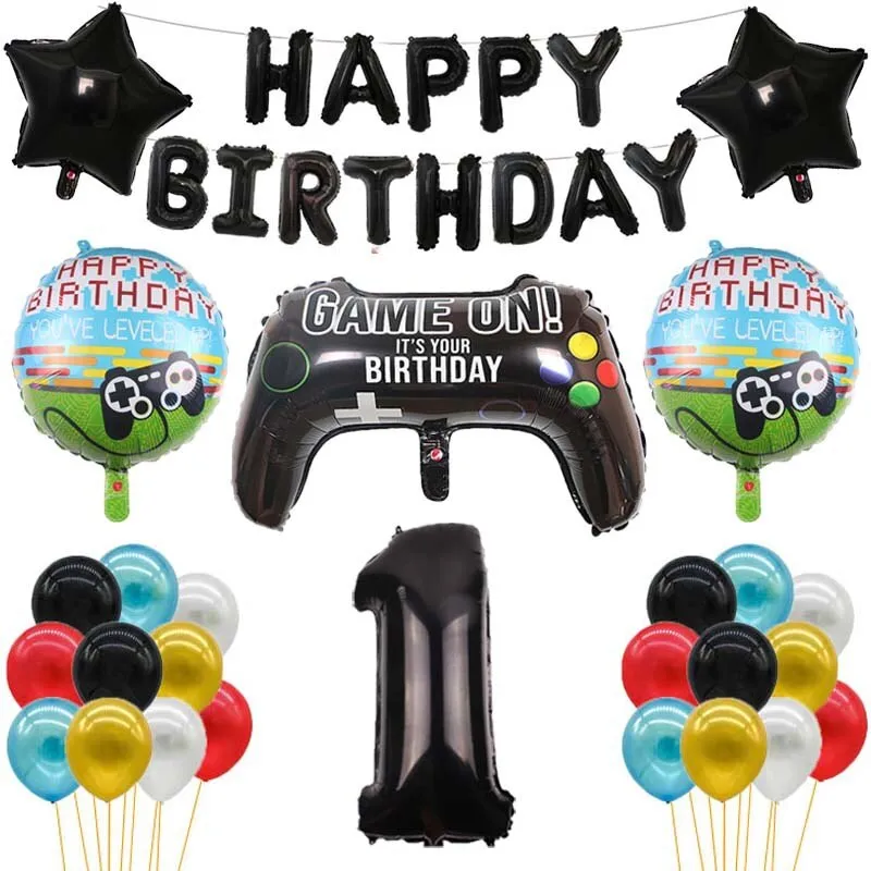 1pc Big Video Game Controller Aluminum Foil Balloons Inflate Toy Birthday Party Decoration 32 Inch Number Globos