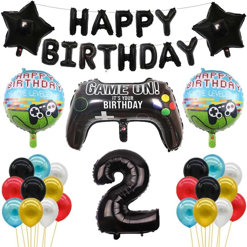 1pc Big Video Game Controller Aluminum Foil Balloons Inflate Toy Birthday Party Decoration 32 Inch Number Globos