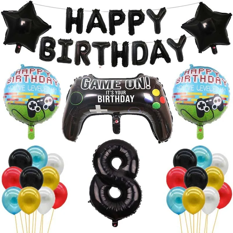 1pc Big Video Game Controller Aluminum Foil Balloons Inflate Toy Birthday Party Decoration 32 Inch Number Globos