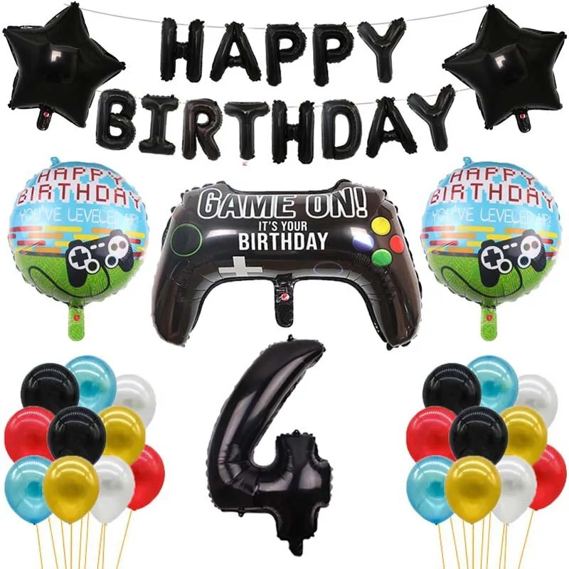 1pc Big Video Game Controller Aluminum Foil Balloons Inflate Toy Birthday Party Decoration 32 Inch Number Globos