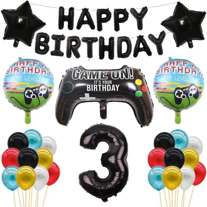 1pc Big Video Game Controller Aluminum Foil Balloons Inflate Toy Birthday Party Decoration 32 Inch Number Globos