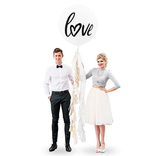 36" Jumbo White Round Wedding Balloon - "Love"