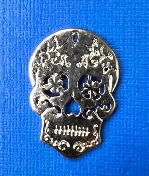 3cm Silver Tone Skull Day of the Dead Charm / Pendant