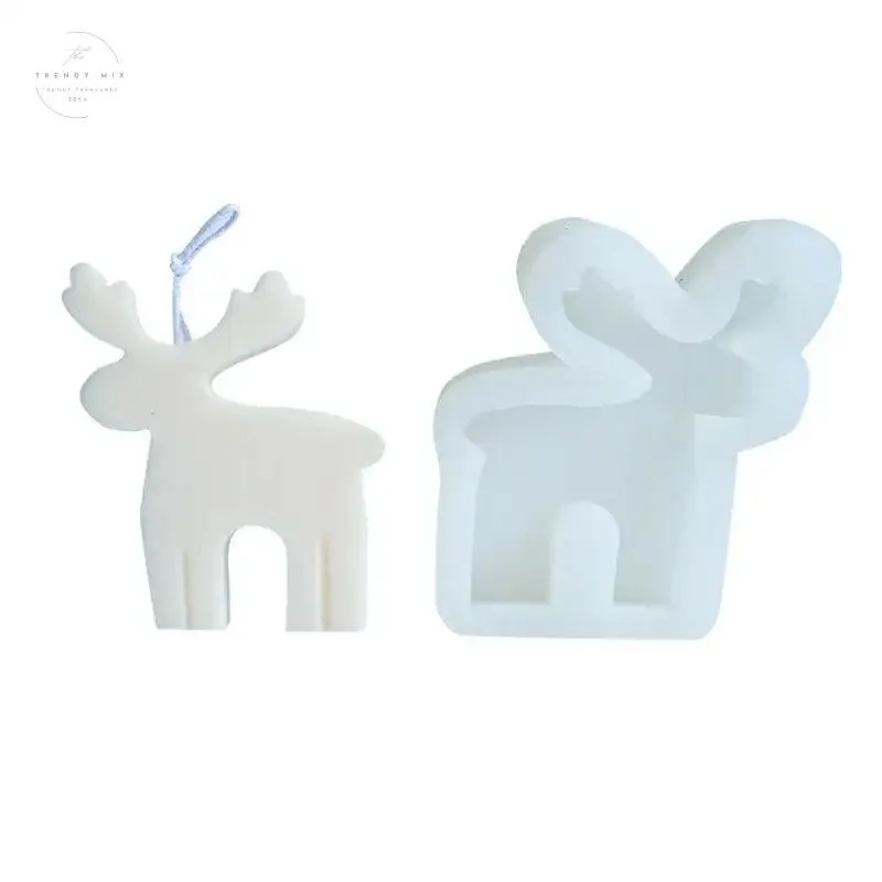 3D Rustic Deer Silicone Candle Mold for Festive Holiday Decor