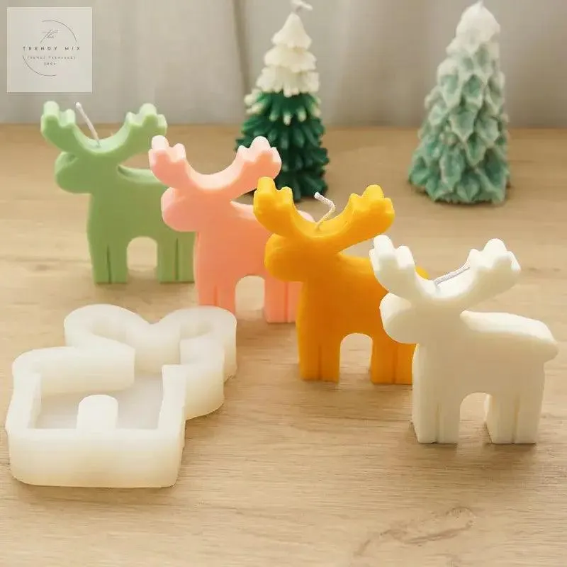 3D Rustic Deer Silicone Candle Mold for Festive Holiday Decor