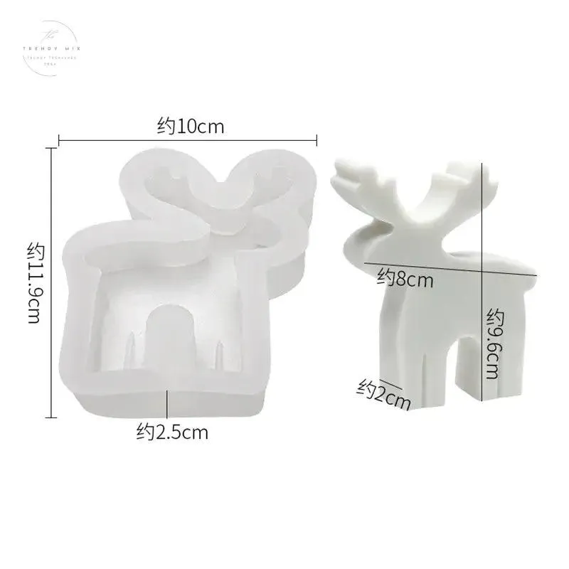 3D Rustic Deer Silicone Candle Mold for Festive Holiday Decor