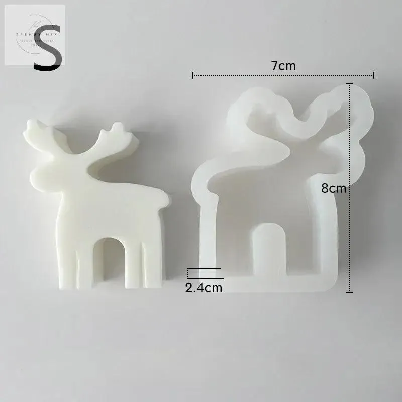 3D Rustic Deer Silicone Candle Mold for Festive Holiday Decor