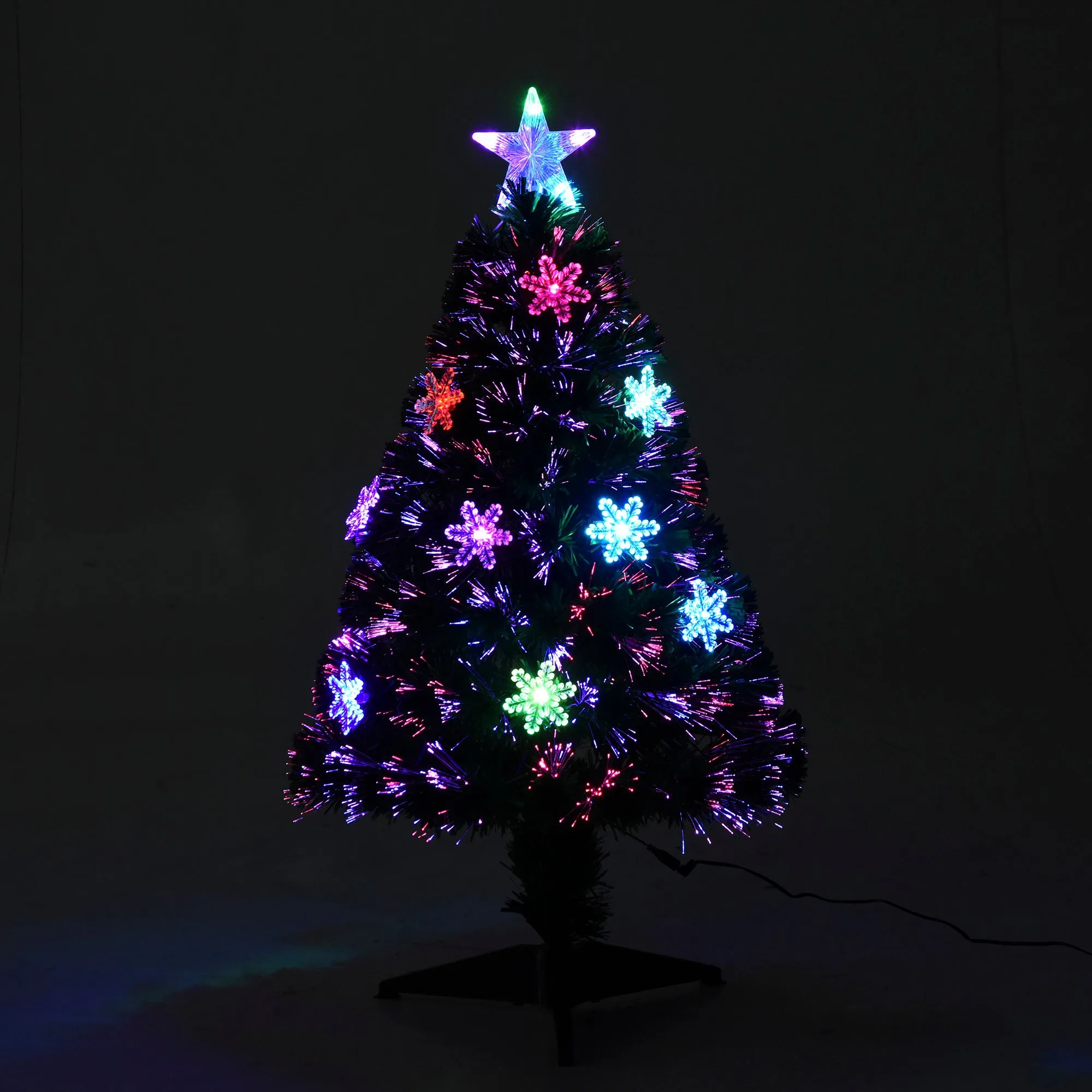 3FT Green Fiber Optic Full Lights Christmas Tree Multi LED Stars