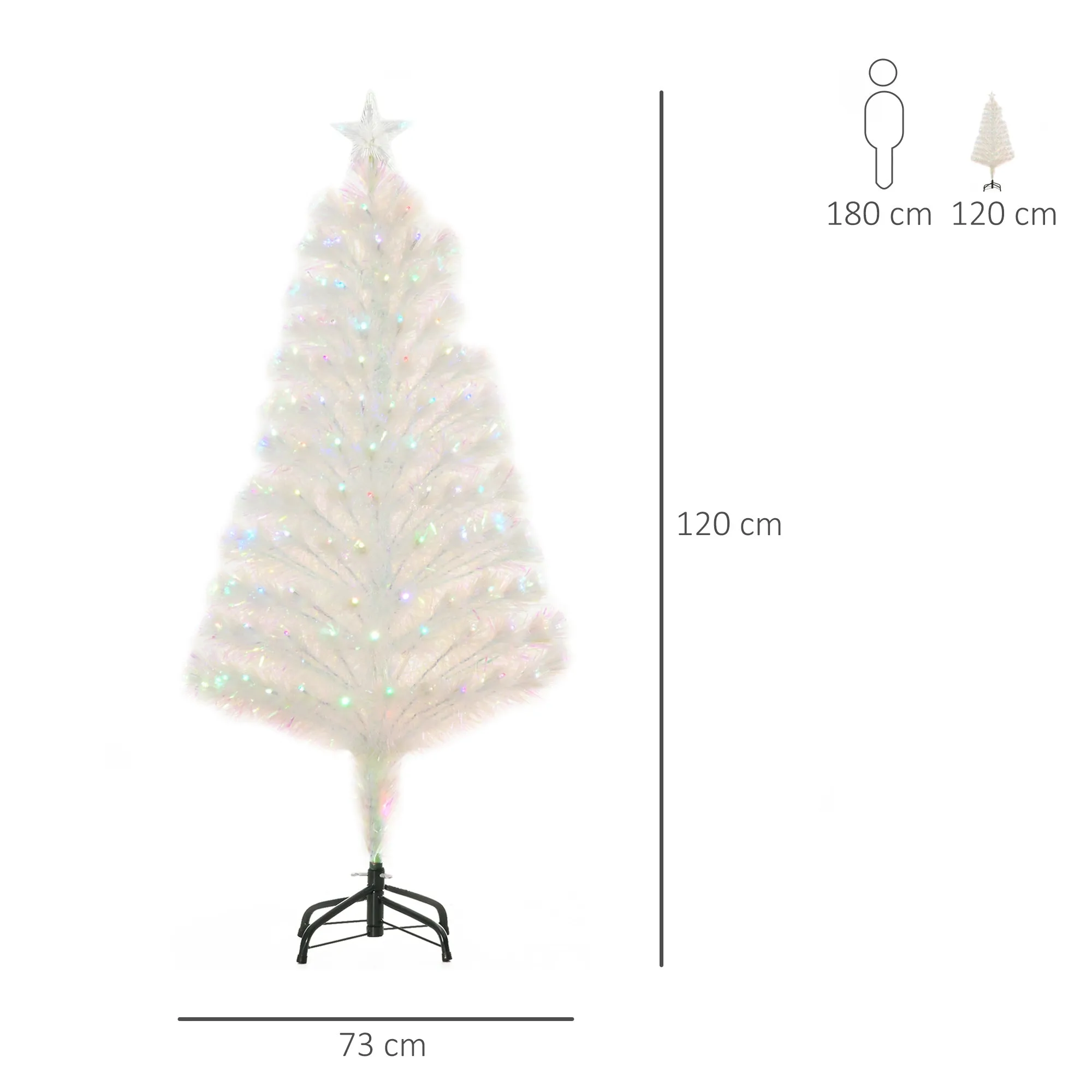 4FT Prelit Artificial Christmas Tree Fiber Optic Xmas Decoration, White