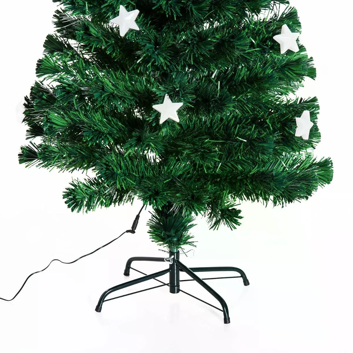 5ft 150cm Green Fibre Optic Artificial Christmas Tree W/ Stars