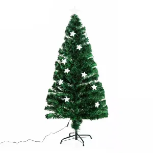 5ft 150cm Green Fibre Optic Artificial Christmas Tree W/ Stars