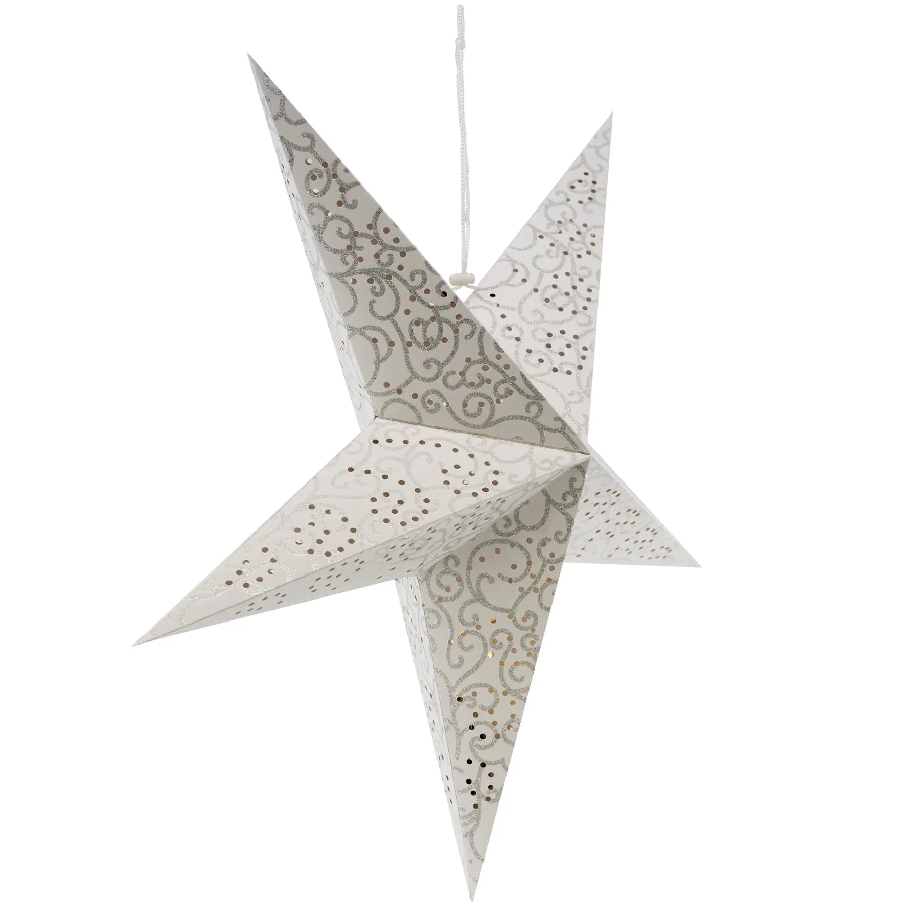 60 cm LED White Glitter Hanging Paper Star