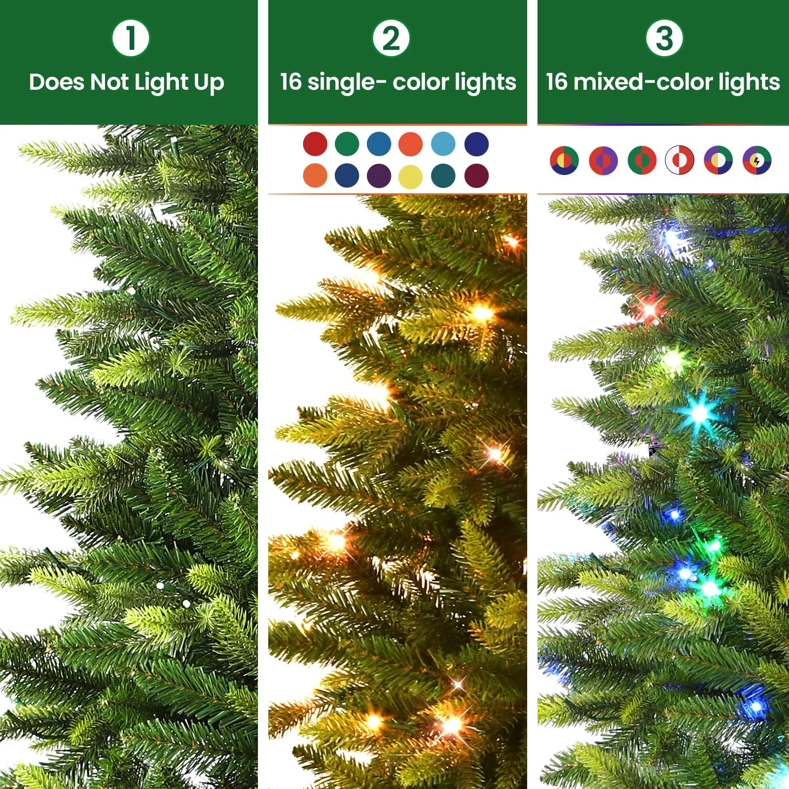 7.5ft Upgraded Prelit Color Changing RGB Lights Artificial Hinged Christmas Tree with Remote Control