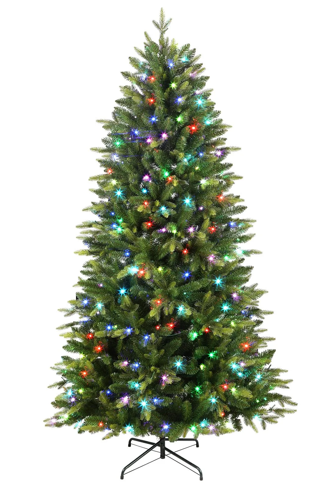 7.5ft Upgraded Prelit Color Changing RGB Lights Artificial Hinged Christmas Tree with Remote Control