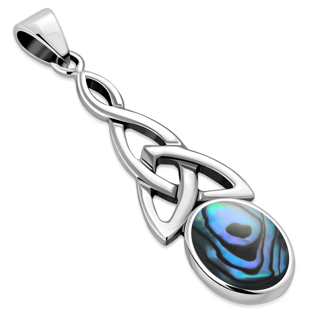 Abalone Shell Celtic Trinity Silver Pendant