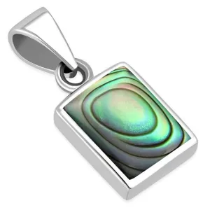 Abalone Shell Rectangle Silver Pendant