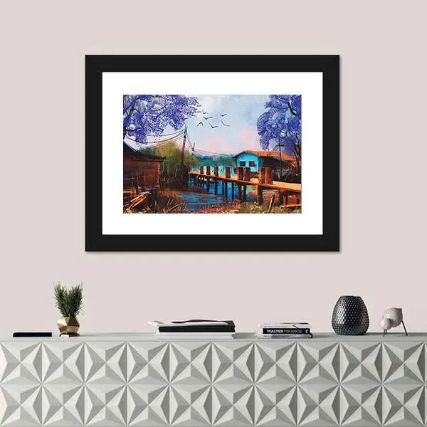 Abstract Fishing Village Canvas Wall Art