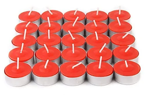 Angle Decorations Hub Paraffin Wax Rose Scented Tea Light Candles (Red) Long Burning Time- 4 Hours Each, Pack of 100, for Home Decoration,