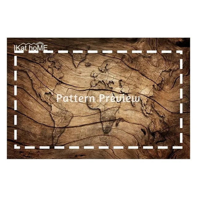 Anti-dirty Large Wood World Map Rectangular Tablecloth