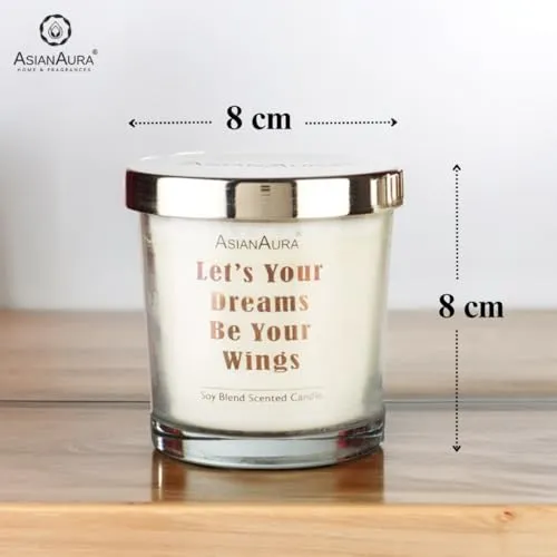 Asian Aura Scented Glass Jar Candle with Metal lid |Quote Candle| Smoke-Free Aroma Candle for Home Fragrance & Decor | Festive Décor| Gift for All Occasions (Pack of 3)