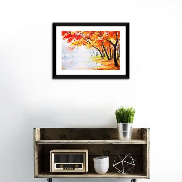 Autumn Forest Near The Lake Canvas Wall Art