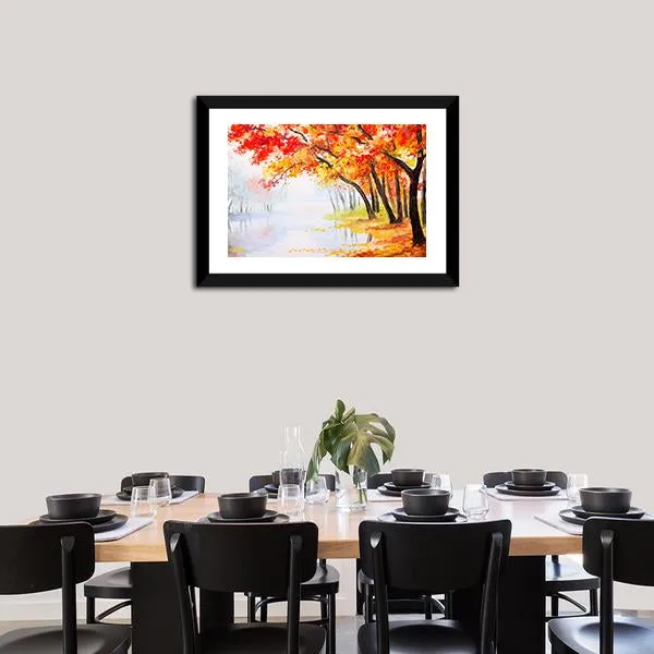 Autumn Forest Near The Lake Canvas Wall Art