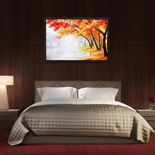 Autumn Forest Near The Lake Canvas Wall Art