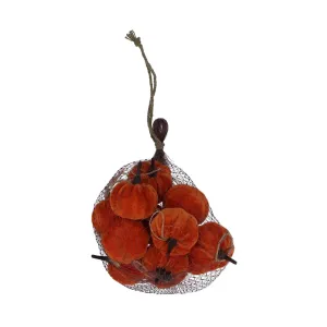 Bag of Hanging Velvet Pumpkin Halloween Decorations