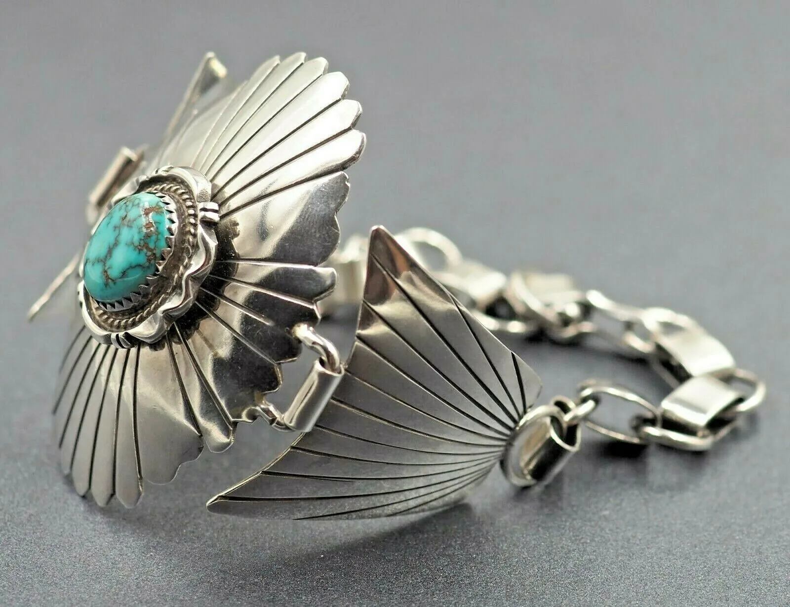 Bennie Ration Turquoise Navajo 925 Sterling Silver Bracelet