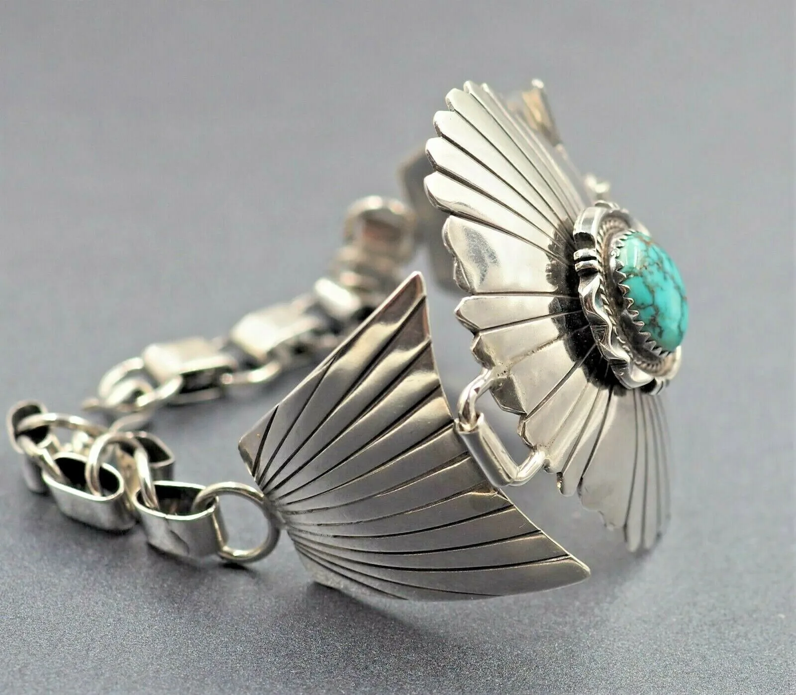 Bennie Ration Turquoise Navajo 925 Sterling Silver Bracelet