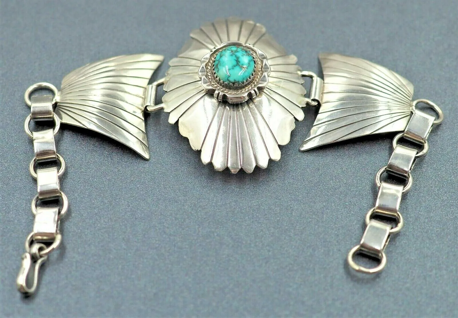 Bennie Ration Turquoise Navajo 925 Sterling Silver Bracelet