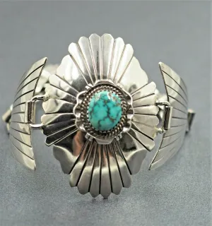 Bennie Ration Turquoise Navajo 925 Sterling Silver Bracelet