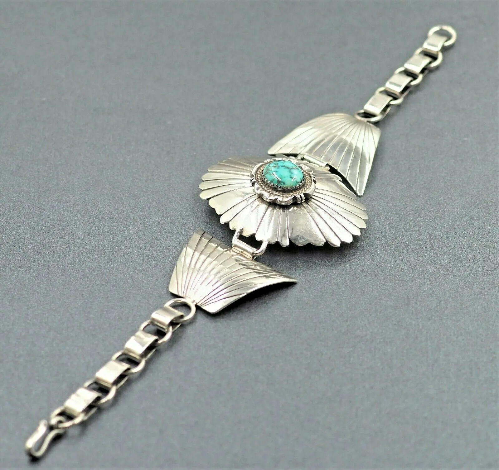 Bennie Ration Turquoise Navajo 925 Sterling Silver Bracelet