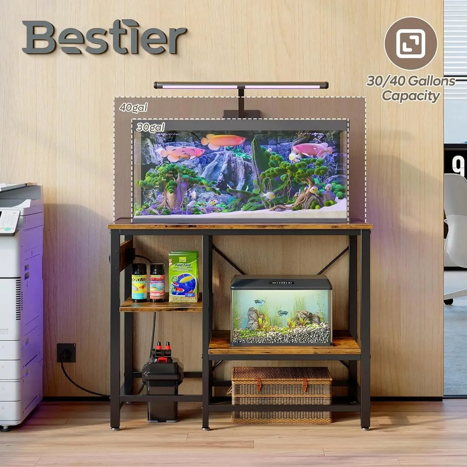 Bestier 20-37/40-50 Gallon Fish Tank Stand with Power Outlets