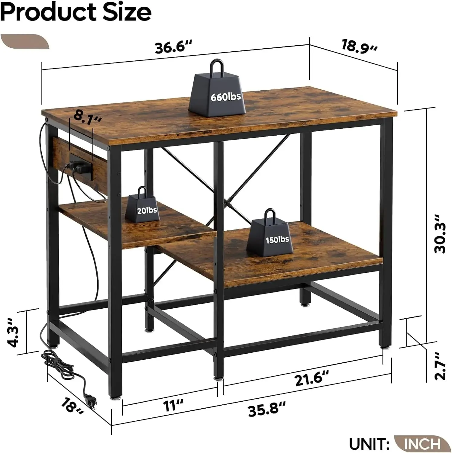 Bestier 20-37/40-50 Gallon Fish Tank Stand with Power Outlets