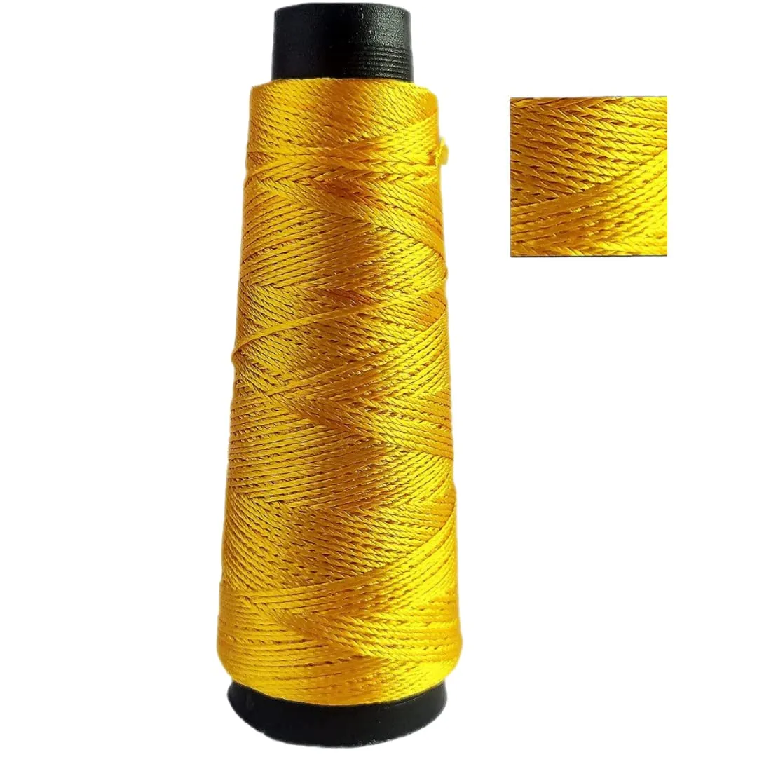 Bhavya Enterprises Viscose Rayon Art Silk Thread Yarn Embroidery Crochet Knitting Lace Jewelry Trim (Yellow)