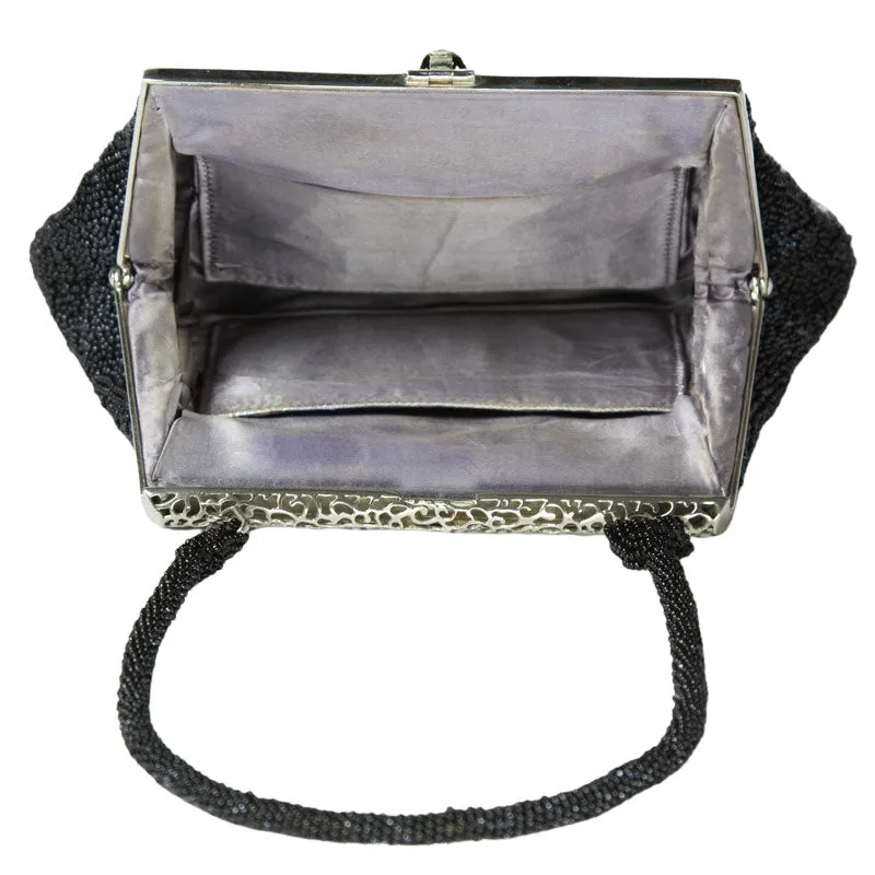 Black & Silver Beaded 1930s Handbag